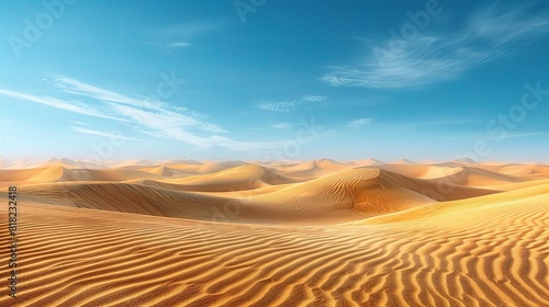 Desert Landscape  where rolling dunes and endless horizons stretch as far as the eye can see