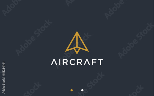 letter a with plane logo design vector silhouette illustration