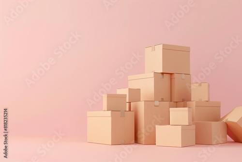 Brown Cardboard Boxes Parcel for Online Delivery Concept in 3D