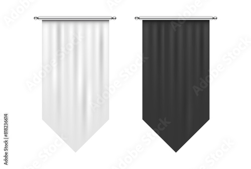 rectangular black and white pennant flags. hanging flags mock up