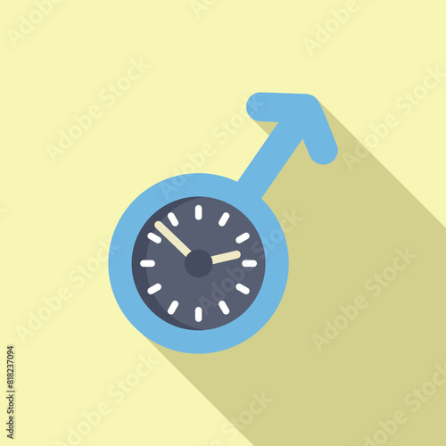 Male fertility concept icon with sperm, clock, and biological masculine health symbol in flat design vector illustration