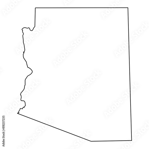 A white outline of the state of Arizona