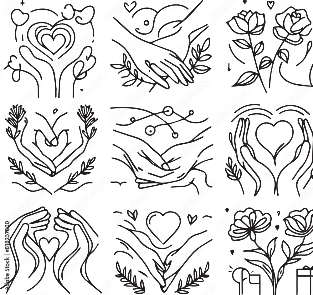 Fototapeta premium set of hand drawn Heart
