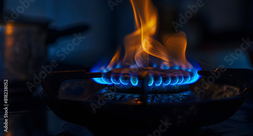 Burning gas burner photo