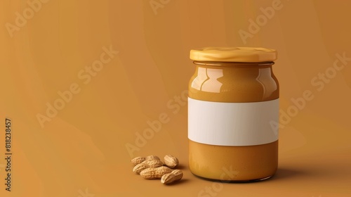 Mockup of a jar of peanut butter on a yellow background