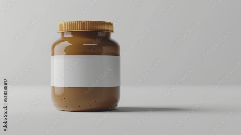 Brown plastic jar with brown cap mockup on white background. Brown plastic jar with brown cap mockup on white background.