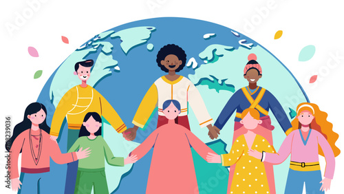 Diverse Group of People Uniting for Environmental Conservation. Vector illustration for World Population Day