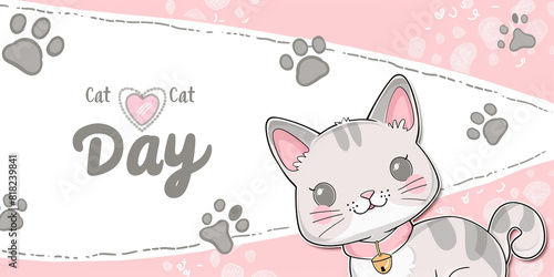 A cat in the background and celebrate International Cat Cay Day