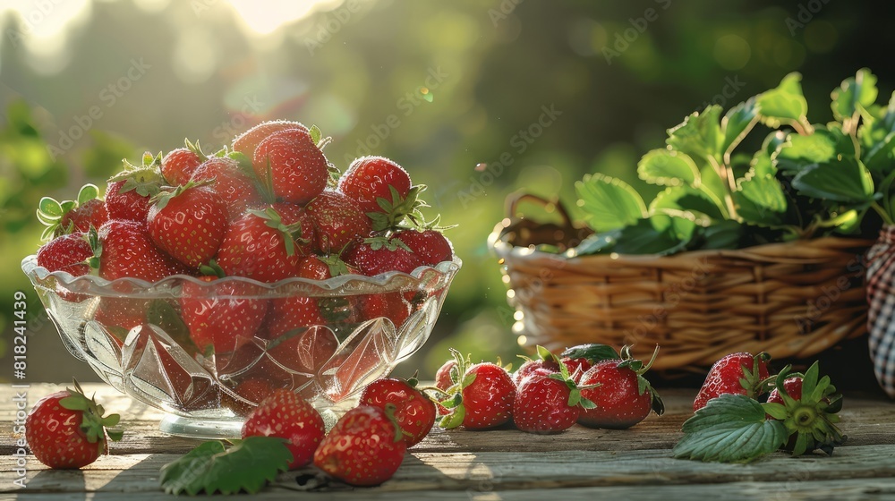 A bowl of strawberries sits on a wooden table
A bowl of strawberries sits on a wooden table