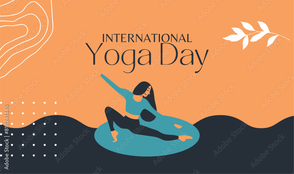 Yoga sport silhouette illustration design, international yoga day celebration concept. physical fitness. silhouette of person meditating, fitness day