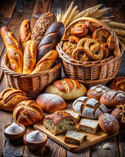 Assortment of fresh baked breads and pastries
