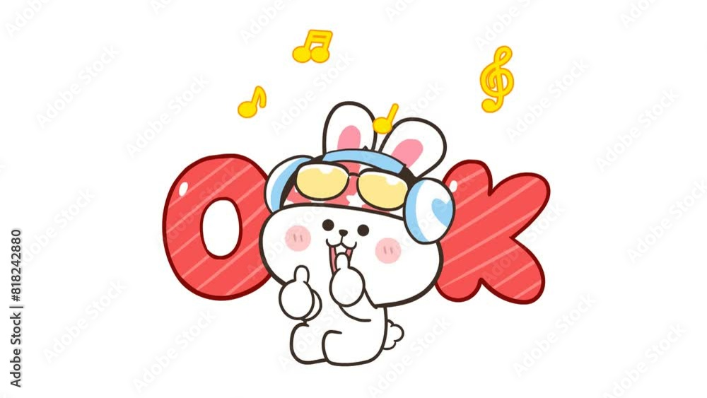 White Rabbit OK Dance - White Background for Clean Designs White Rabbit OK Dance - White Background for Clean Designs