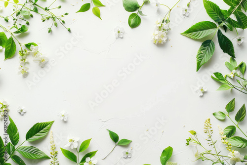 Green plant with leaves on white background  perfect for botanical designs  nature concepts  health and wellness graphics  or environmental themes.