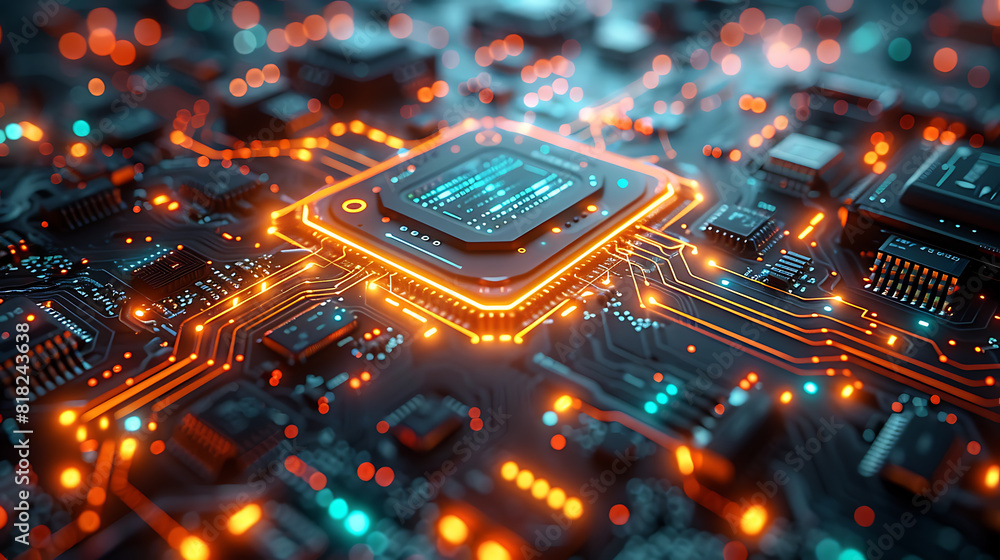 Techno Cosmic Fusion: Abstract Textures & Glowing Circuits Techno Cosmic Fusion: Abstract Textures & Glowing Circuits