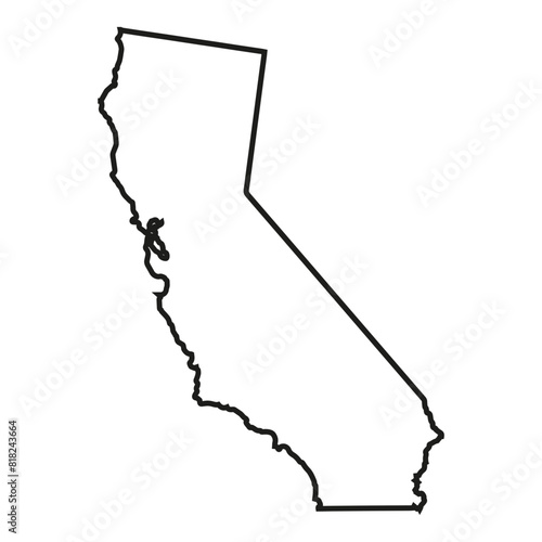 A white outline of the state of California