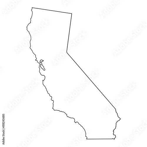 A white outline of the state of California