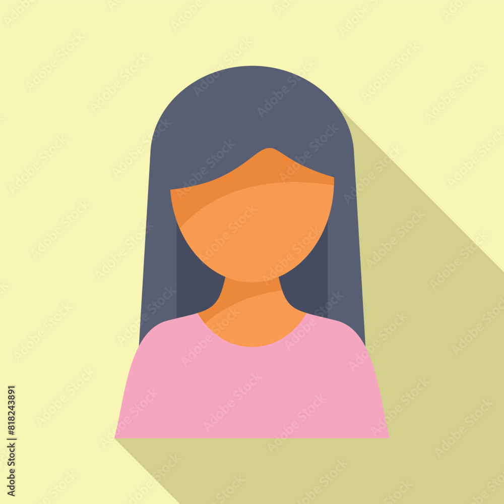 Modern flat design avatar of a woman with a shadow effect on a beige background Modern flat design avatar of a woman with a shadow effect on a beige background