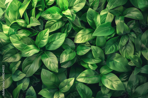 Closeup of vibrant green bush leaves suitable for naturethemed designs, environmental campaigns, gardening concepts, and ecofriendly projects.