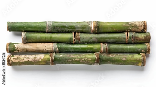 tropical bamboo trunk segments isolated on white background zen and sustainability concept