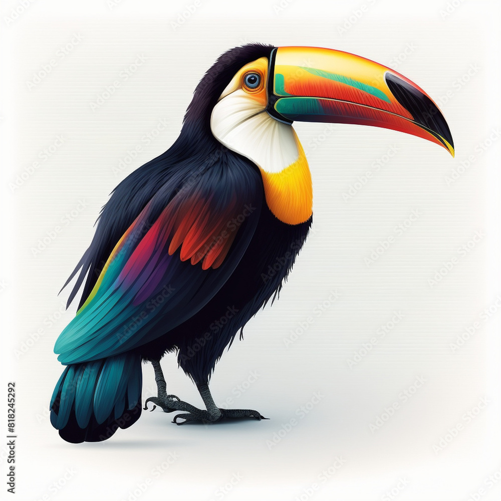 Naklejka premium cute toucan bird with feathers logo coutout sticker generative ai