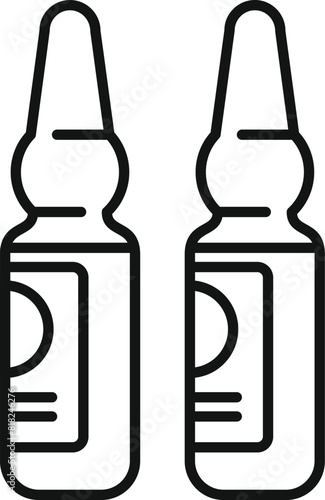 Black and white line art of two nasal spray containers for medical design elements