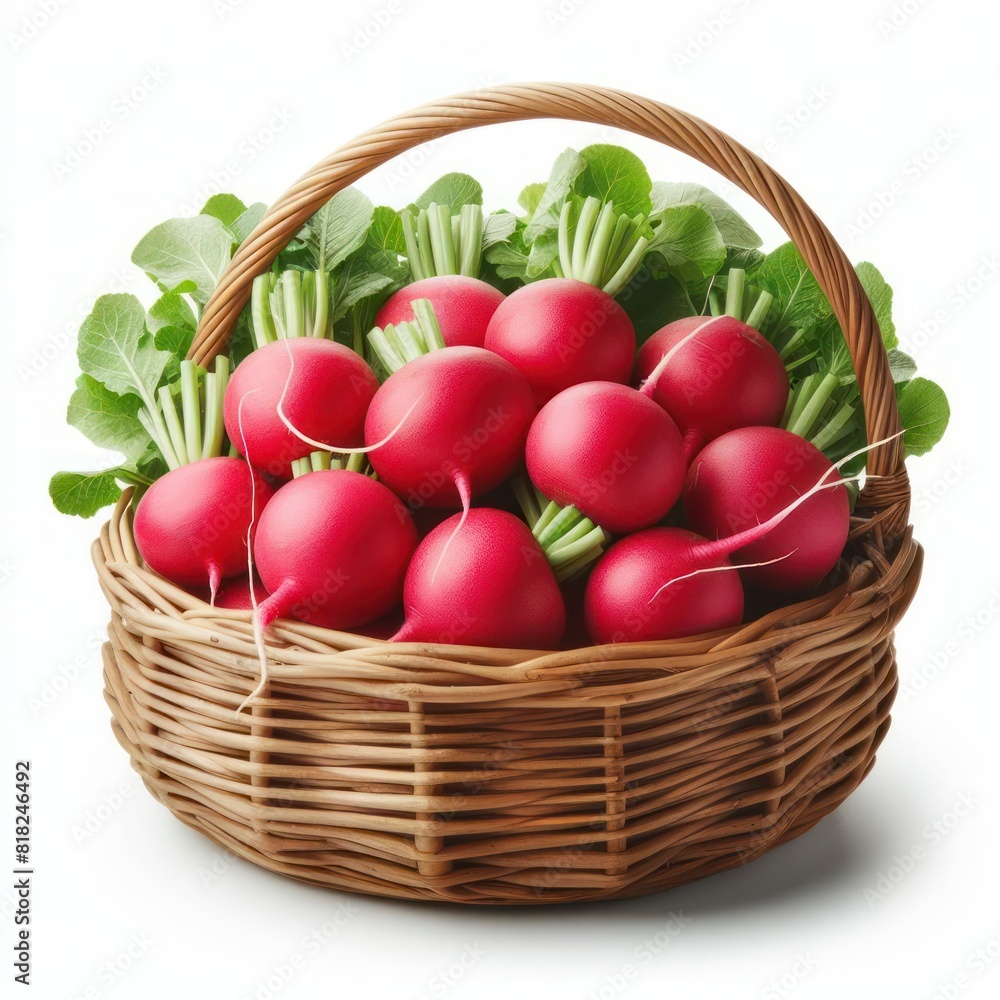 radish in a basket Isolated on white background radish in a basket Isolated on white background