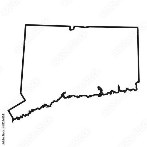 White solid outline of the state of Connecticut