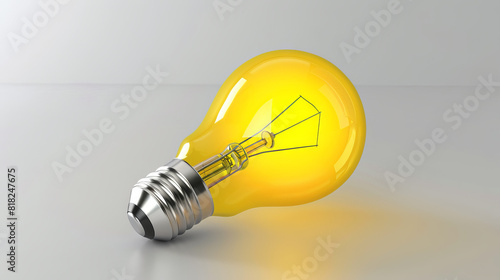 Glowing yellow light bulb on white 