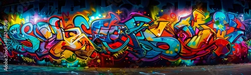 Graffiti art on a wall in a dark room