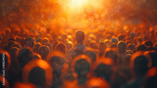 Crowd of people at a concert with bright lights in the background. AIG535
