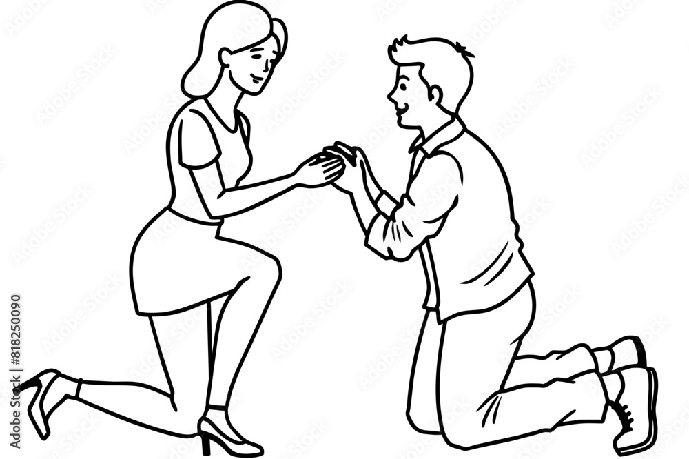 boyfriend proposing vector silhouette illustration boyfriend proposing vector silhouette illustration