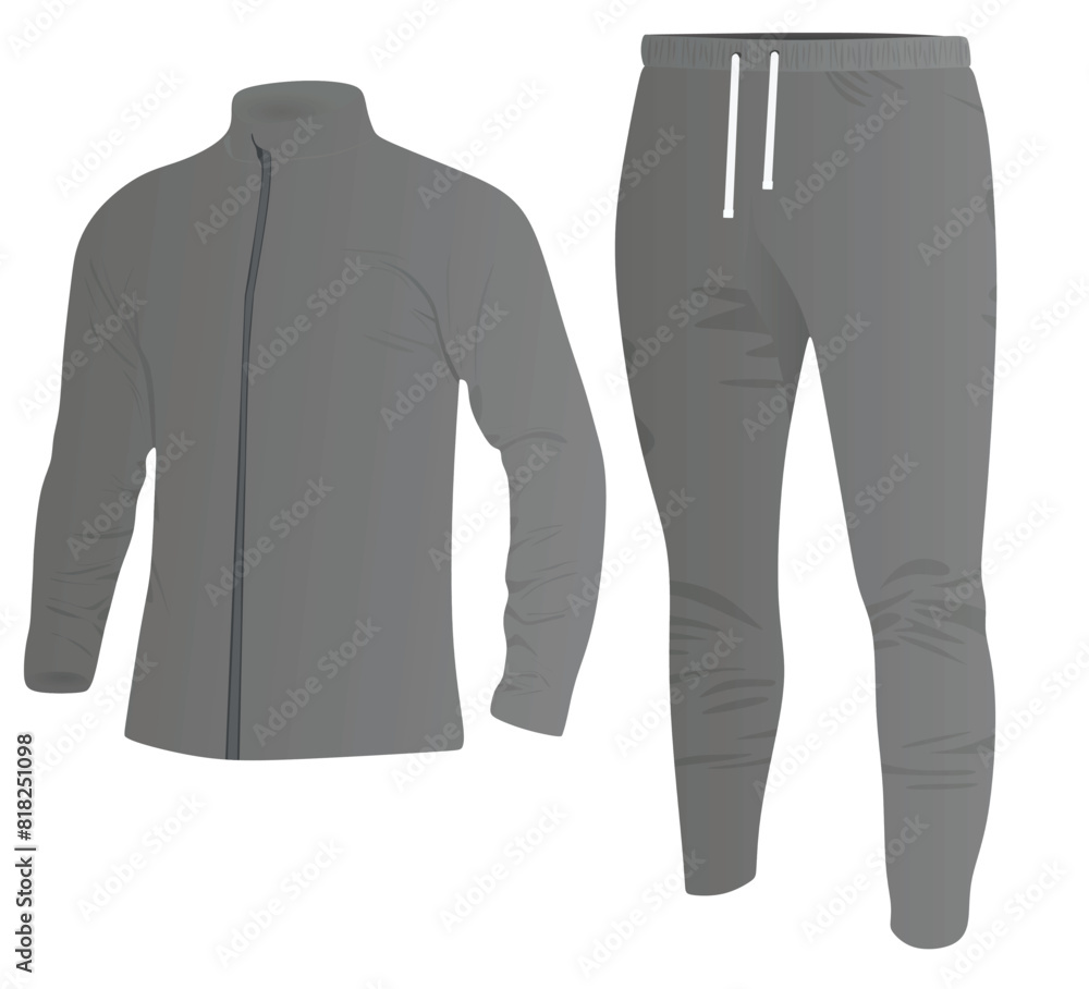 Grey tracksuit. top and bottom. vector Grey tracksuit. top and bottom. vector