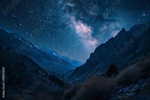 A starry night in mountainous, A starry night in a remote mountainous , Ai generated