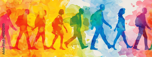 The image of people of different skin colors walking together symbolizes the value of community and diversity. It is an expression of openness to everyone  regardless of skin color or origin.