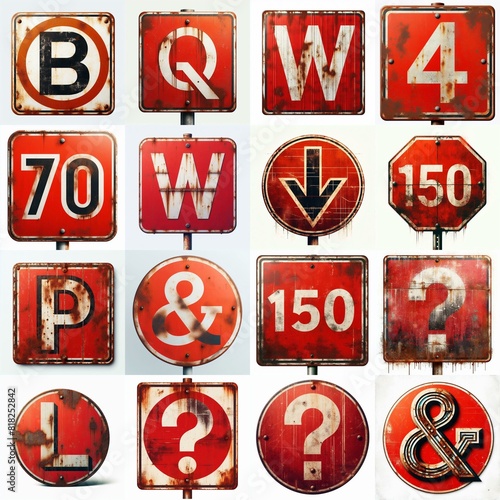 Wallpaper Mural Red Road traffic sign Lettering Typeface. AI generated illustration Torontodigital.ca