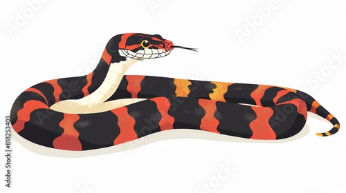 king snake flat design side view pet cartoon drawing Colored Pastel