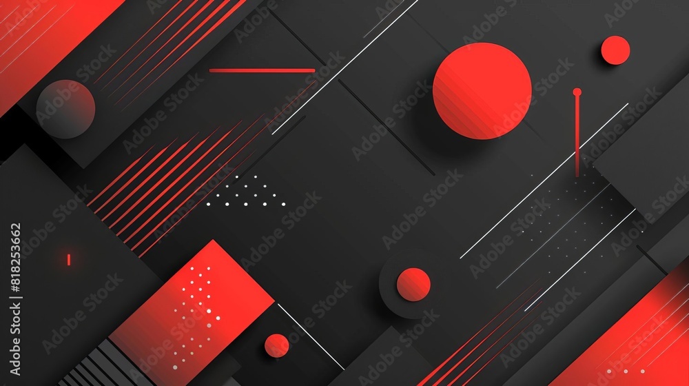 sleek modern abstract background with geometric shapes in black and red vector