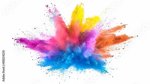 colorful powder explosion holi paint splash isolated on white highspeed photography set