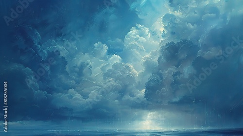 soothing presence of a rain cloud, draped in soft shades of blue and silver photo