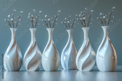 Intricately designed ceramic vases of diverse shapes and colors, ideal for adding a handmade touch to interiors.