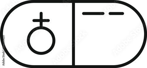 Vector illustration of a capsule pill with a gender equality symbol engraved on it