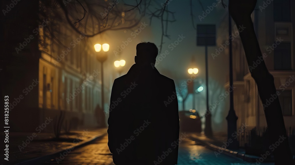 mysterious man in black coat standing alone on dimly lit street cinematic photography mysterious man in black coat standing alone on dimly lit street cinematic photography
