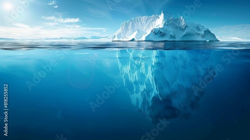 antarctic sea iceberg floating in ocean climate change concept wide banner with copy space