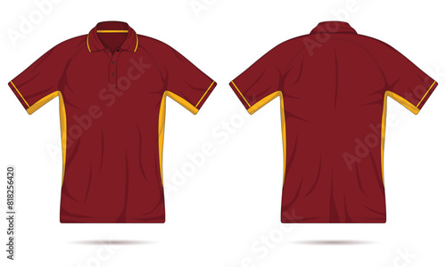 Maroon polo shirt mockup front and back view