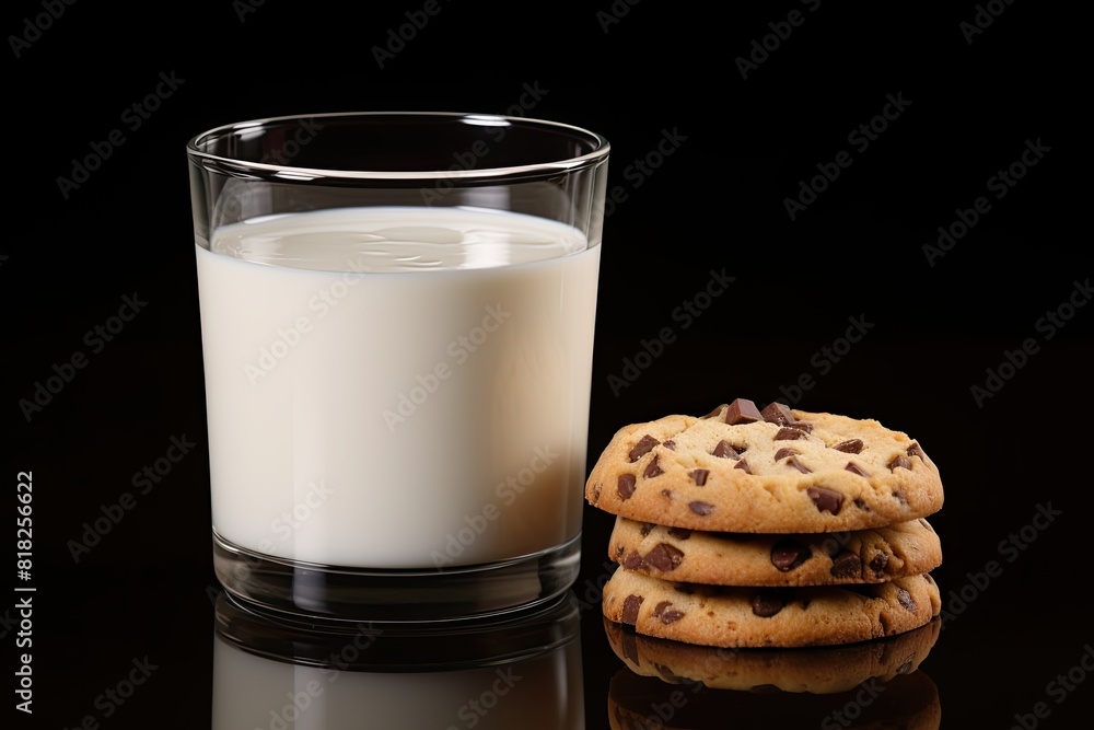 Glass of milk with chocolate chip cookies Glass of milk with chocolate chip cookies