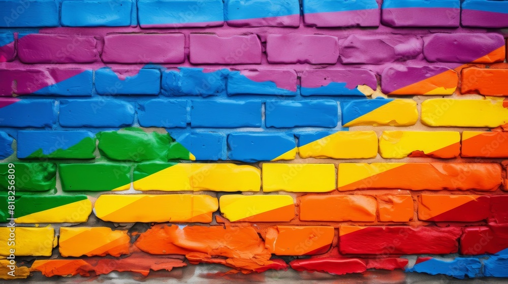 A closeup of Colorful Abstract Brick Wall Mural A closeup of Colorful Abstract Brick Wall Mural