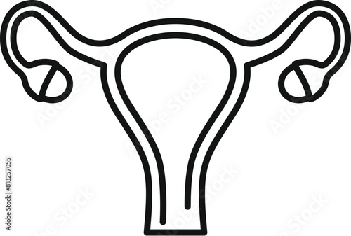 Minimalist black line illustration of a human uterus, suitable for medical and educational use