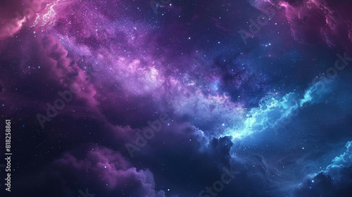 Fantasy Starry Night Sky in Blue and Purple A Magical Journey Through Celestial Colors and Dreamlike Landscapes © Pixel