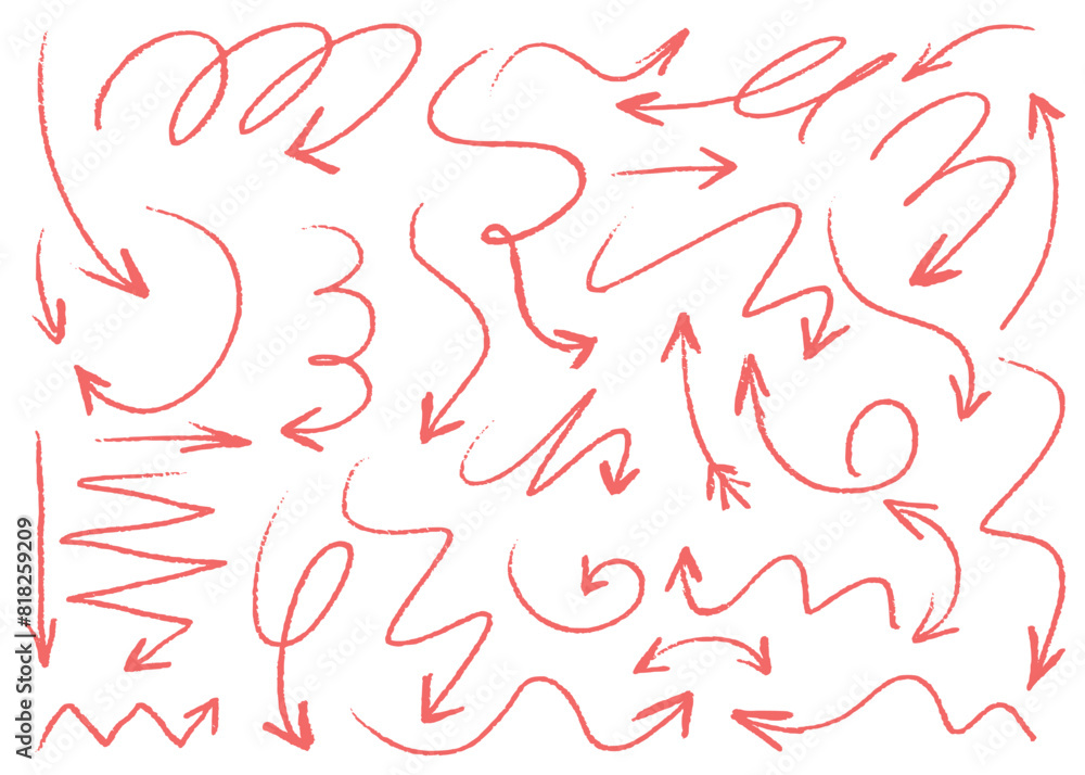 Red charcoal hand draw arrows collection. Brush strokes, artistic grunge vector arrows Red charcoal hand draw arrows collection. Brush strokes, artistic grunge vector arrows