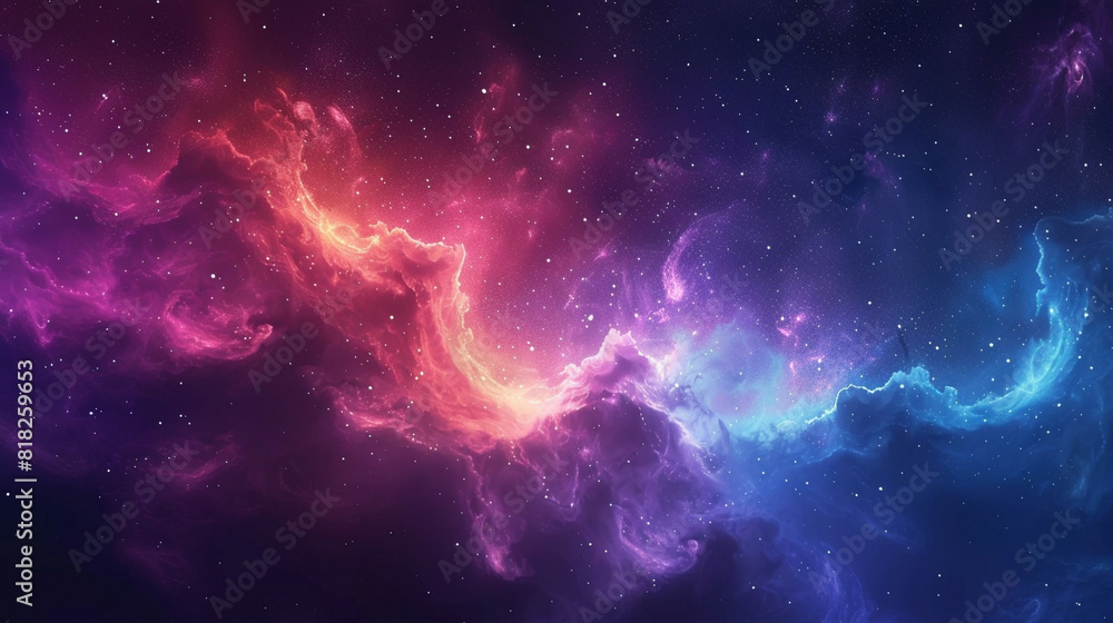 Fototapeta premium Fantasy Starry Night Sky in Blue and Purple A Magical Journey Through Celestial Colors and Dreamlike Landscapes